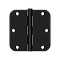 Deltana 3-1/2" X 3-1/2" X 5/8" Radius Corner Hinge Residential Steel, .085 Thickness, Black Painted