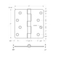 Deltana 4" X 4" X 1/4" Radius Corner Hinge Residential Steel, 1/, .085 Thickness, Satin Nickel