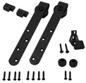 Orca Hardware Barn Door-Flat Track Double Door Kit For Long Drop Hangers Hanger For Hanging A Second Onto A, With, Matte Black