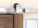 Orca Hardware 6'6" Barn Door-Flat Track Kit With Top Mount Hangers, Includes, Spacers, End Stops, Floor Guide, Connector, Anti-Jump Blocks And All Necessary Fasteners, Steel, Satin Stainless