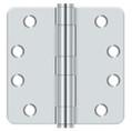 Orca Hardware Commercial Steel Hinge 4" X 4" X 1/4" Radius Corner Plain Bearing, Bright Polished Chrome