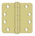 Orca Hardware Commercial Steel Hinge 4" X 4" X 1/4" Radius Corner Plain Bearing, Bright Polished Brass