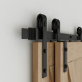 Orca Hardware 8' Bypass Flat Track With Standard Thrubolt Kit, Drop Hangers And Special Configuration Angle Hangers, Includes, Hangers, Spacers, End Stops, Floor Guide, Connector, Anti-Jump Blocks And All Necessary Fasteners, Matte Black
