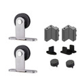Orca Hardware Double Door Kit With Top Mount Hangers, To Be Used Single Flat Track, Includes 2, 2 Stops, 2 Guides, And 2 Anti-Jump Blocks, Steel, Satin Stainless
