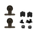 Orca Hardware Double Door Kit With Top Mount Hangers, To Be Used Single Flat Track, Includes 2, 2 Stops, 2 Guides, And 2 Anti-Jump Blocks, Matte Black