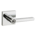 Kwikset Halifax Keyed Entry Lever Smartkey With Square Rose, 6-Way Adjustable Latch And Round Corner Strike, Bright Polished Chrome