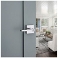 Kwikset Halifax Keyed Entry Lever Smartkey With Square Rose, 6-Way Adjustable Latch And Round Corner Strike, Bright Polished Chrome