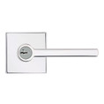 Kwikset Halifax Keyed Entry Lever Smartkey With Square Rose, 6-Way Adjustable Latch And Round Corner Strike, Bright Polished Chrome