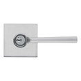 Kwikset Lisbon Keyed Entry Lever Smartkey With Square Rose, 6-Way Adjustable Latch And Round Corner Strike, Satin Chrome