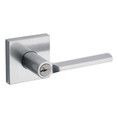 Kwikset Lisbon Keyed Entry Lever Smartkey With Square Rose, 6-Way Adjustable Latch And Round Corner Strike, Satin Chrome