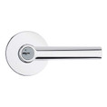 Kwikset Milan Keyed Entry Lever Smartkey With Round Rose, Round Corner Adjustable Latch And Round Corner Strike, Bright Polished Chrome
