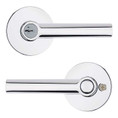Kwikset Milan Keyed Entry Lever Smartkey With Round Rose, Round Corner Adjustable Latch And Round Corner Strike, Bright Polished Chrome
