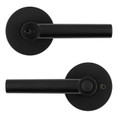 Kwikset Milan Keyed Entry Lever Smartkey With Round Rose, Round Corner Adjustable 20 Minute UL Latch And Round Corner Strike, Matte Black