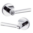 Kwikset Montreal Keyed Entry Lever Smartkey With Round Rose, Round Corner Adjustable Latch And Round Corner Strike, Bright Polished Chrome