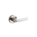 Kwikset Sydney Keyed Entry Lever Smartkey With Round Rose, 6-Way Adjustable Latch And Round Corner Strike, Satin Nickel
