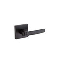 Kwikset Sydney Keyed Entry Lever Smartkey With Square Rose, 6-Way Adjustable Latch And Round Corner Strike, Matte Black