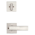 Kwikset Breton Lever With Square Rose Interior Single Cylinder Handleset Trim, Satin Nickel