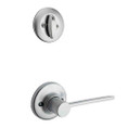 Kwikset Ladera Lever With Round Rose Interior Single Cylinder Handleset Trim Left Hand, Satin Chrome