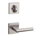 Kwikset Milan Lever With Square Rose Interior Single Cylinder Handleset Trim, Satin Nickel