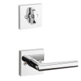 Kwikset Milan Lever With Square Rose Interior Single Cylinder Handleset Trim, Bright Polished Chrome