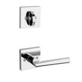 Kwikset Montreal Lever With Square Rose Interior Single Cylinder Handleset Trim, Bright Polished Chrome