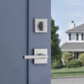 Kwikset Montreal Lever With Square Rose Interior Single Cylinder Handleset Trim, Satin Chrome