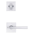Kwikset Montreal Lever With Square Rose Interior Single Cylinder Handleset Trim, Satin Chrome