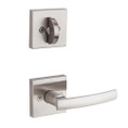 Kwikset Sydney Lever With Square Rose Interior Single Cylinder Handleset Trim, Satin Nickel