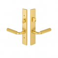 Emtek 12A1 Multi Point Door Lock - Brass Modern Door Configuration 2 Keyed Entry Lever Set with American Cylinder Above Handle - Satin Brass
