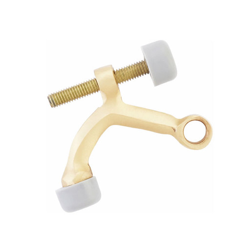 Emtek Hinges Pivot Door Stop, Rubber S, Adjustable, Requires Extended Button Tip When Used With Solid . Not Compatible With Any Steel Residential Duty, Satin Brass