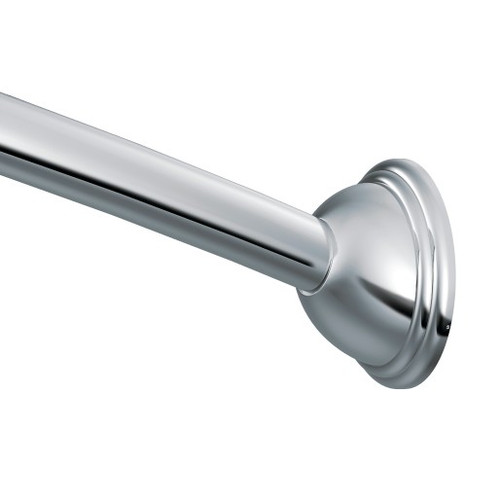 Moen Adjustable Curved Shower Rod, Round Flange, Polished Chrome