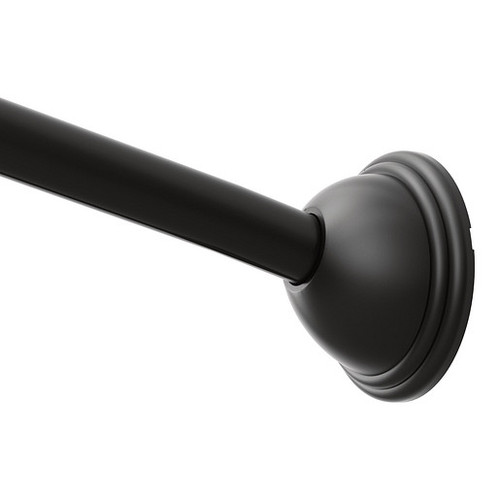 Moen Adjustable Curved Shower Rod, Round Flange, Matte Black
