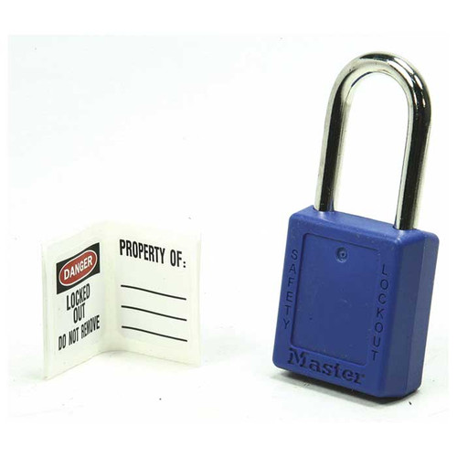 Master Lock Zenex Safety Padlock Thermoplastic, Keyed Different, Body Width: 1-1/2" (38Mm), Shackle Length: 1-1/2" (38Mm), Shackle Width: 25/32" (20Mm), Shackle Diameter: 1/4" (6Mm), Blue Master Lock Zenex Safety Padlock Thermoplastic, Keyed Different, Body Width: 1-1/2" (38Mm), Shackle Length: 1-1/2" (38Mm), Shackle Width: 25/32" (20Mm), Shackle Diameter: 1/4" (6Mm), Blue