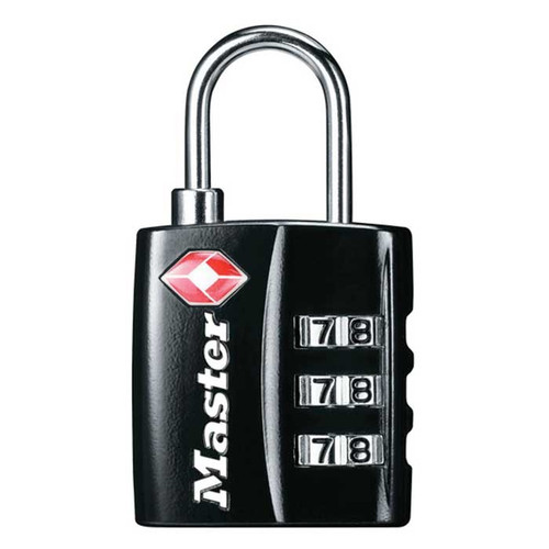 Master Lock Tsa-Accepted Luggage Lock, 3 Dial Combination, Body Width: 1-3/16" (30Mm), Shackle Length: 3/4" (19Mm), Shackle Width: 1/2" (13Mm), Shackle Diameter: 1/8" (3Mm), Black Master Lock Tsa-Accepted Luggage Lock, 3 Dial Combination, Body Width: 1-3/16" (30Mm), Shackle Length: 3/4" (19Mm), Shackle Width: 1/2" (13Mm), Shackle Diameter: 1/8" (3Mm), Black