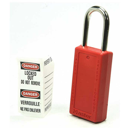 Master Lock Zenex Safety Padlock Thermoplastic, Keyed Different, Body Width: 1-1/2" (38Mm), Shackle Length: 3" (76Mm), Shackle Width: 25/32" (20Mm), Shackle Diameter: 1/4" (6Mm), Red Master Lock Zenex Safety Padlock Thermoplastic, Keyed Different, Body Width: 1-1/2" (38Mm), Shackle Length: 3" (76Mm), Shackle Width: 25/32" (20Mm), Shackle Diameter: 1/4" (6Mm), Red