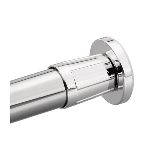 Moen Donner Straight Shower Curtain Rod, Aluminum 1” Diameter X 5' Length With -Plated Poly Adjustable Flanges, Polished Chrome