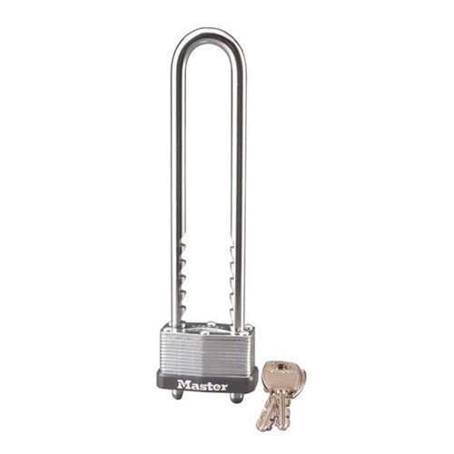 Master Lock Laminated Steel Padlock Warded, Keyed Different, Body Width: 1-3/4" (44mm), Shackle Length: 2-3/4" To 5-3/8" (7cm To 14cm), Shackle Width: 3/16" (21mm), Shackle Diameter: 9/32" (7mm)