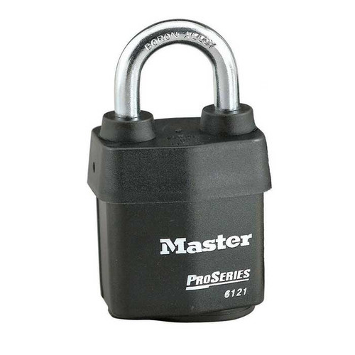 Master Lock Pro Series Weather Tough Padlock Covered Laminated Steel, 5-Pin, Without Cylinder, Body Width: 2-1/8" (54Mm), Shackle Length: 1-1/8" (29Mm), Shackle Width: 7/8" (22Mm), Shackle Diameter: 5/16" (8Mm), Gray, Black Master Lock Pro Series Weather Tough Padlock Covered Laminated Steel, 5-Pin, Without Cylinder, Body Width: 2-1/8" (54Mm), Shackle Length: 1-1/8" (29Mm), Shackle Width: 7/8" (22Mm), Shackle Diameter: 5/16" (8Mm), Gray, Black