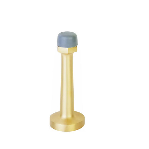 Emtek Door Stop 3", Solid Cast, 1-1/4" Base, Solid, Gray Rubber End, Satin Brass