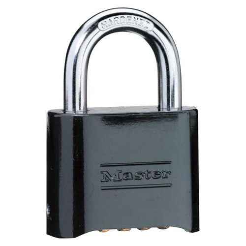 Master Lock Combination Padlock Resettable, Black, Body Width: 2" (51Mm), Shackle Length: 1" (25Mm), Shackle Width: 1" (25Mm), Shackle Diameter: 5/16" (8Mm)