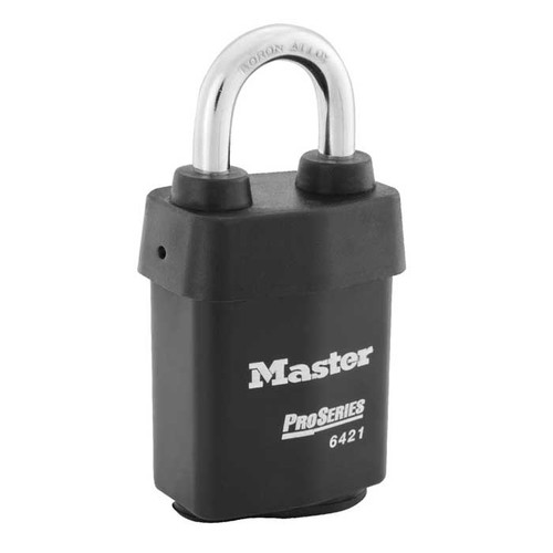 Master Lock Pro Series Weather Tough Ic Padlock Covered Laminated Steel, Interchangeable Core, Less Core, Body Width: 2-1/8" (54Mm), Shackle Length: 2-1/2" (64Mm), Shackle Width: 7/8" (22Mm), Shackle Diameter: 5/16" (8Mm), Black Master Lock Pro Series Weather Tough Ic Padlock Covered Laminated Steel, Interchangeable Core, Less Core, Body Width: 2-1/8" (54Mm), Shackle Length: 2-1/2" (64Mm), Shackle Width: 7/8" (22Mm), Shackle Diameter: 5/16" (8Mm), Black