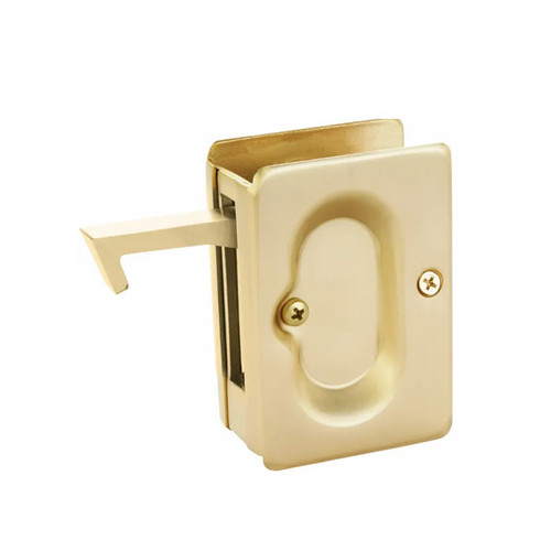 Emtek Rectangular Pocket Door Lock Passage, 2-3/8" X 3-1/8", For 1-3/8" To 1-3/4" Thickness, Satin Brass