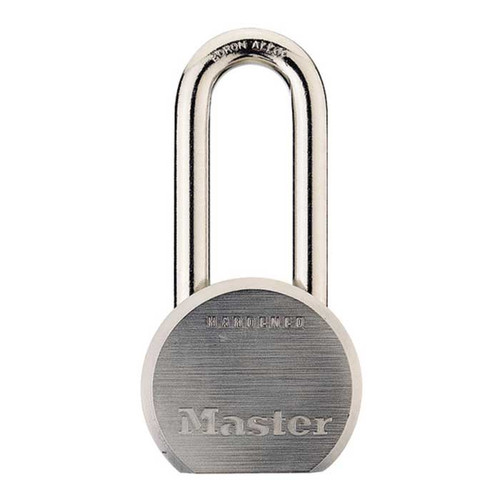 Master Lock Solid Steel Padlock, 5-Pin, Removable Cylinder-Rekeyable, Keyed Different, Body Width: 2-1/2" (64Mm), Shackle Length: 2" (51Mm), Shackle Width: 7/8" (22Mm), Shackle Diameter: 7/16" (11Mm) Master Lock Solid Steel Padlock, 5-Pin, Removable Cylinder-Rekeyable, Keyed Different, Body Width: 2-1/2" (64Mm), Shackle Length: 2" (51Mm), Shackle Width: 7/8" (22Mm), Shackle Diameter: 7/16" (11Mm)