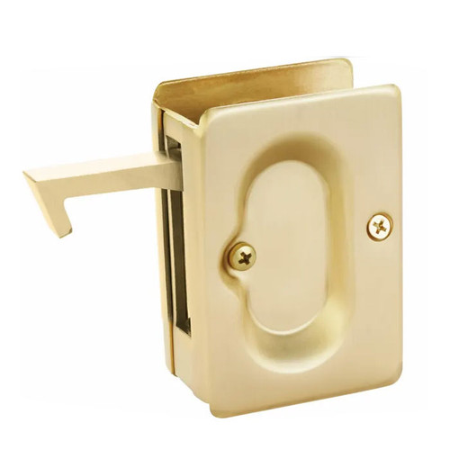 Emtek Rectangular Pocket Door Lock Privacy, 2-3/8" X 3-1/8", For 1-3/8" To 1-3/4" Thickness, Satin Brass Emtek Rectangular Pocket Door Lock Privacy, 2-3/8" X 3-1/8", For 1-3/8" To 1-3/4" Thickness, Satin Brass