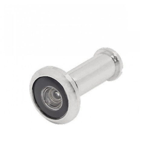 Cal-Royal Brass Door Viewer 180°, 1/2" Bore, Plastic Lens, For 1-3/8" To 2" Thick S, Bright Polished Chrome