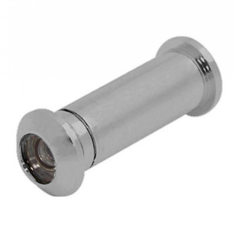 Cal-Royal Brass Door Viewer 160°, 1/2" Bore, Plastic Lens, For 1-3/8" To 2" Thick S, Satin Chrome