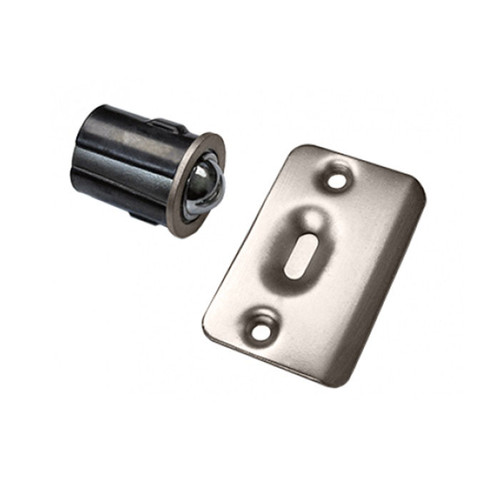 Cal-Royal Drive-In Ball Catch Adjustable With Full Lip Strike, 1-3/8" X 2-1/4" Round Corner Strike, Satin Nickel