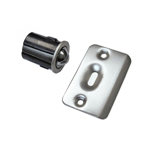 Cal-Royal Drive-In Ball Catch Adjustable With Full Lip Strike, 1-3/8" X 2-1/4" Round Corner Strike, Bright Polished Chrome