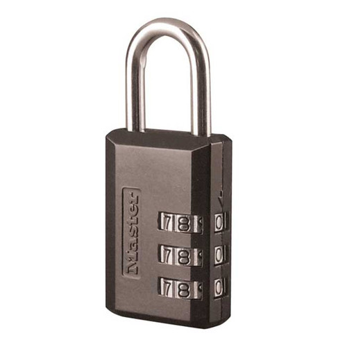 Master Lock Combination Padlock Personal Resettable, 3 Number Dial, Body Width: 1-3/16" (30Mm), Shackle Length: 7/8" (22Mm), Shackle Width: 3/8" (10Mm), Shackle Diameter: 3/16" (5Mm) Master Lock Combination Padlock Personal Resettable, 3 Number Dial, Body Width: 1-3/16" (30Mm), Shackle Length: 7/8" (22Mm), Shackle Width: 3/8" (10Mm), Shackle Diameter: 3/16" (5Mm)