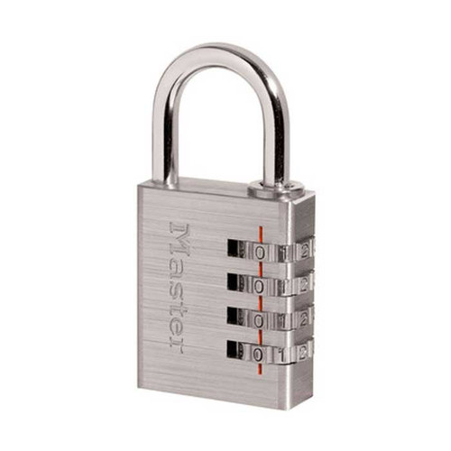 Master Lock Combination Padlock Personal Resettable, 4 Number Dial, Body Width: 1-9/16" (40Mm), Shackle Length: 7/8" (22Mm), Shackle Width: 7/8" (22Mm), Shackle Diameter: 1/4" (6Mm), Silver